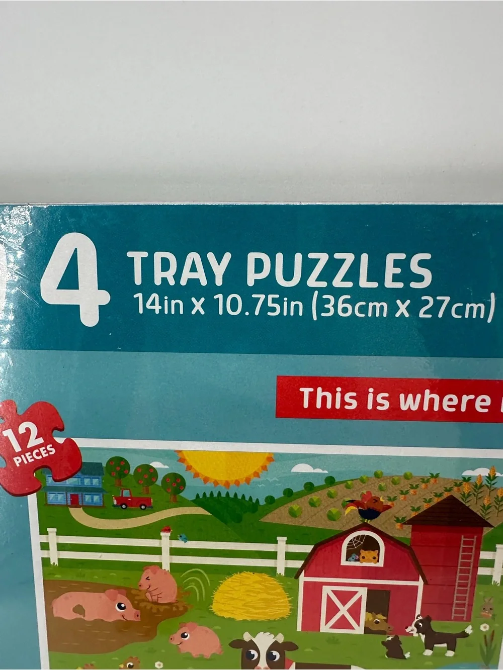 New Chuckle & Roar 4 Tray Puzzles 14 Inch wide x 10.75 Inch Age 3+ SEALED